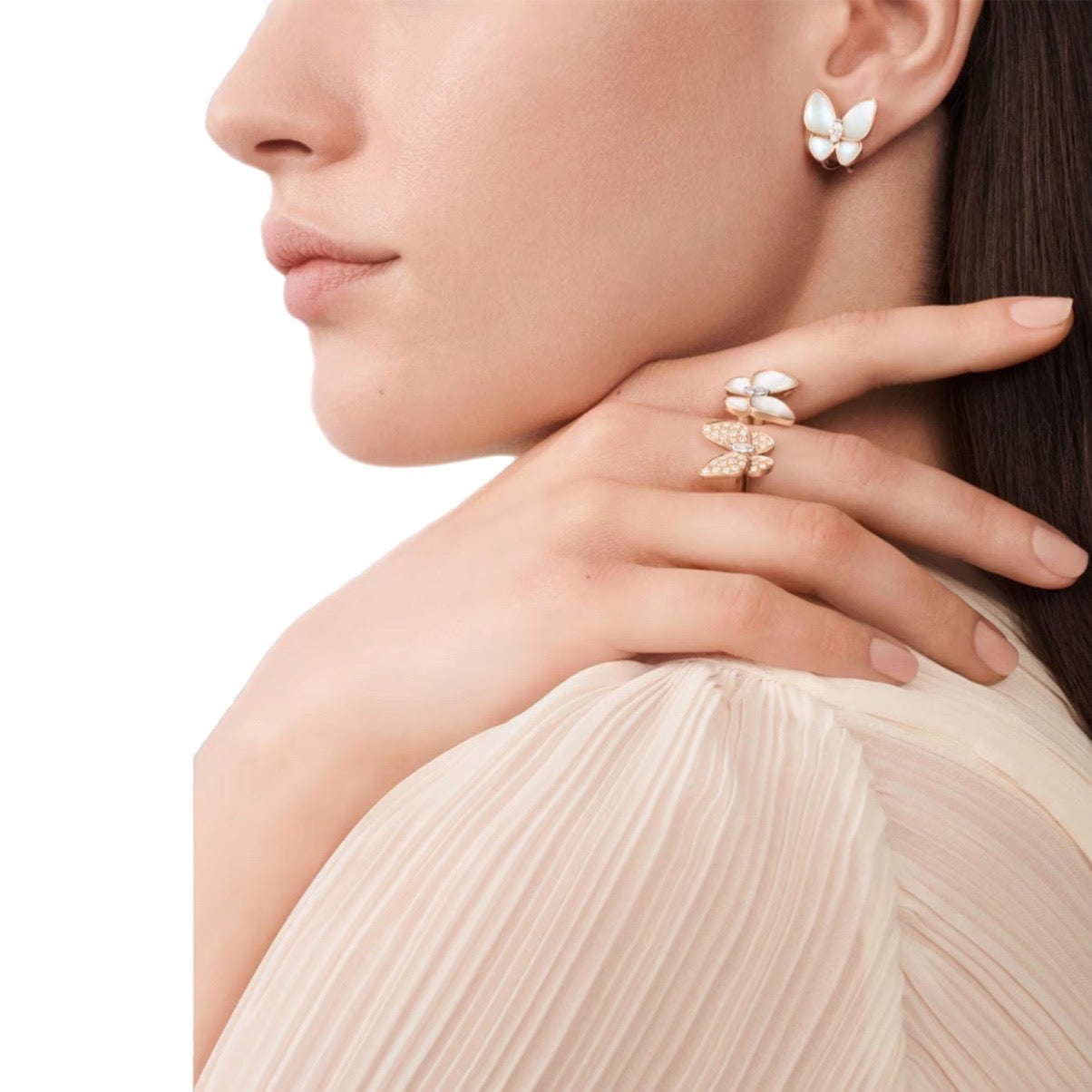 ARETES MARIPOSA ROSE GOLD WHITE VF
