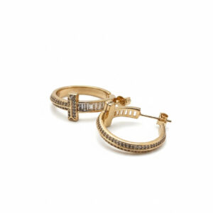 ARRACADAS T GOLD CON ZIRCONIA