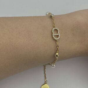 PULSERA CD GOLD CON PERLA Y ZIRCONIA